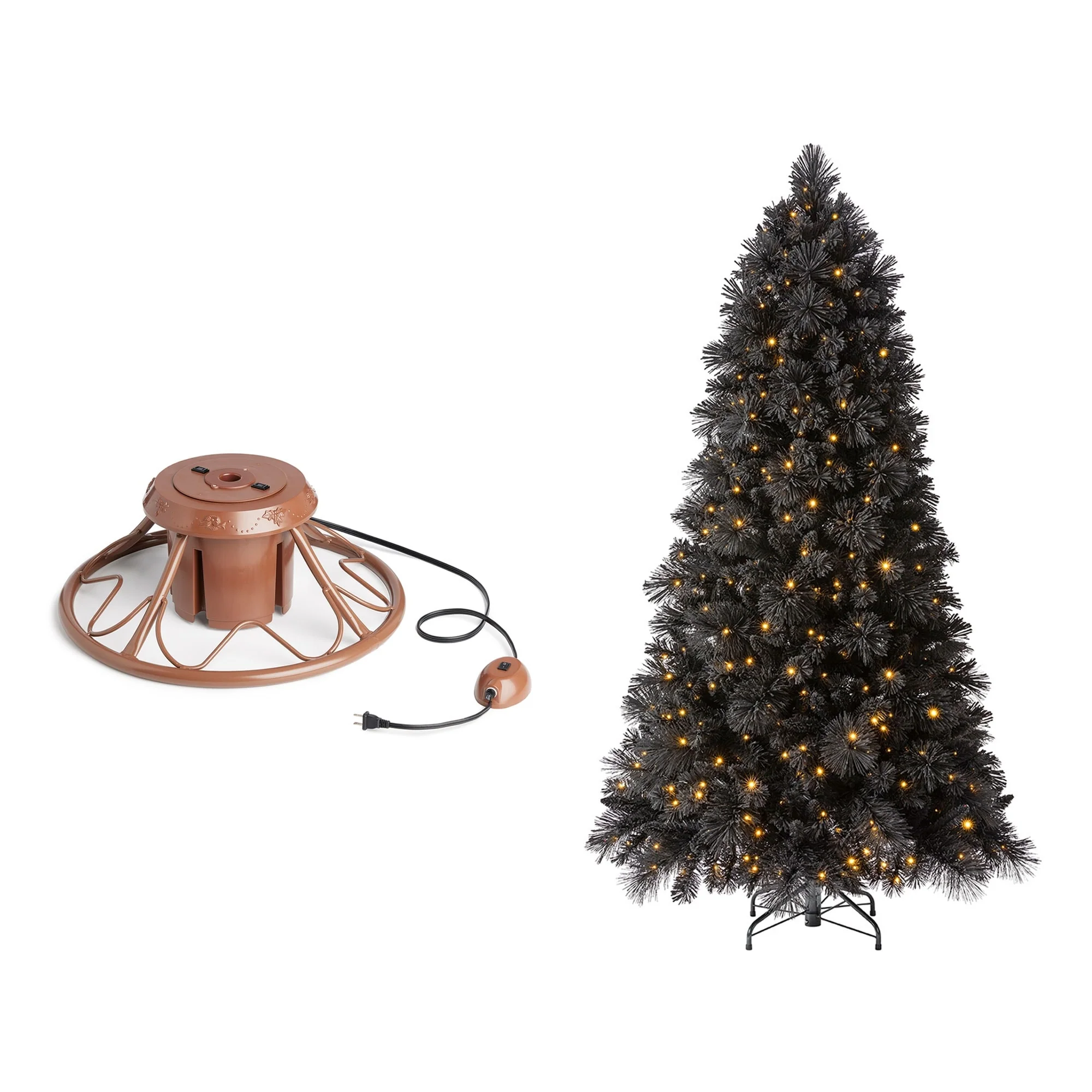 Home Heritage Rotating Tree Stand Base w/Snowdrift 6.5' Pine Christmas Tree - 12.18