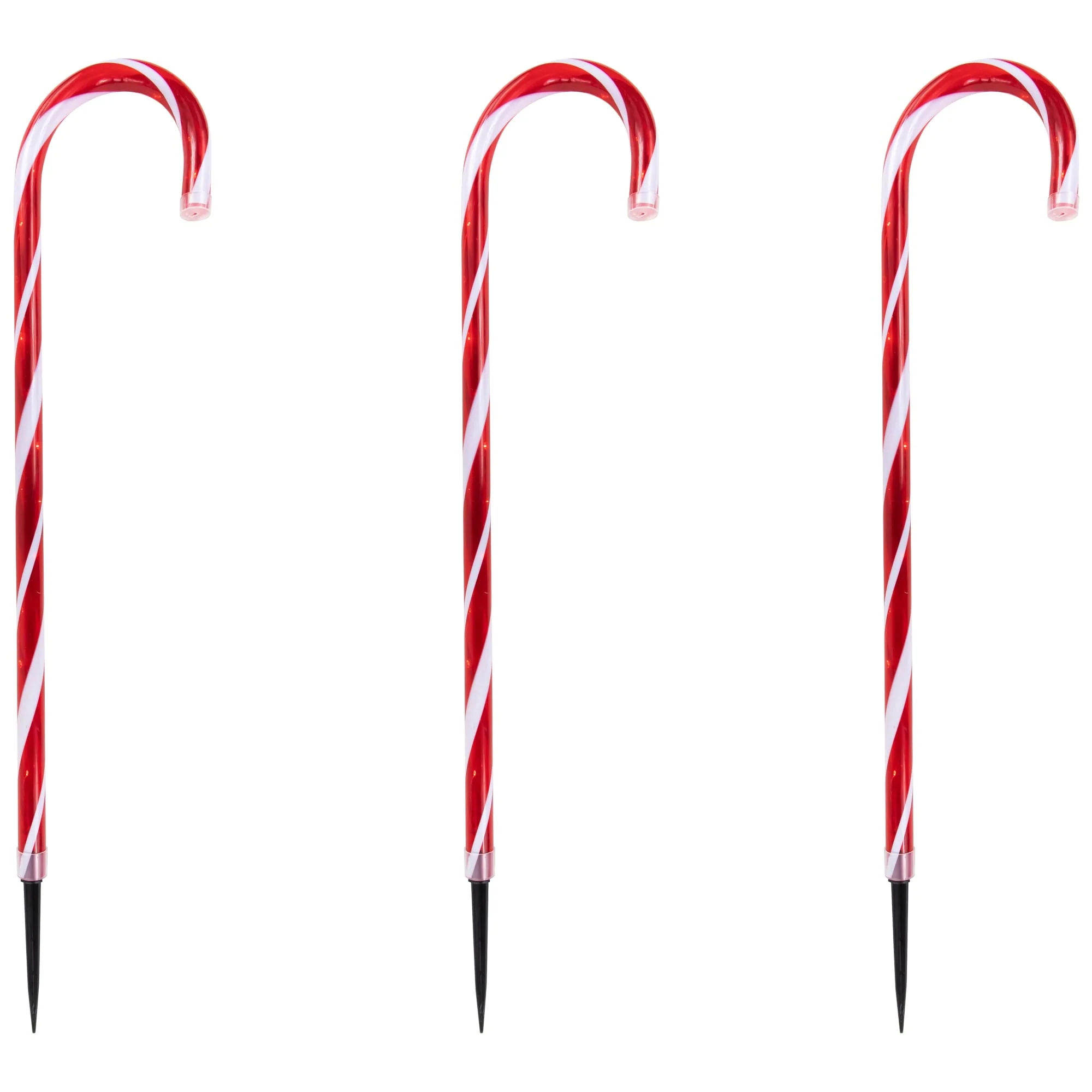 Set of 8 LED Red and White Candy Cane Pathway Markers 28