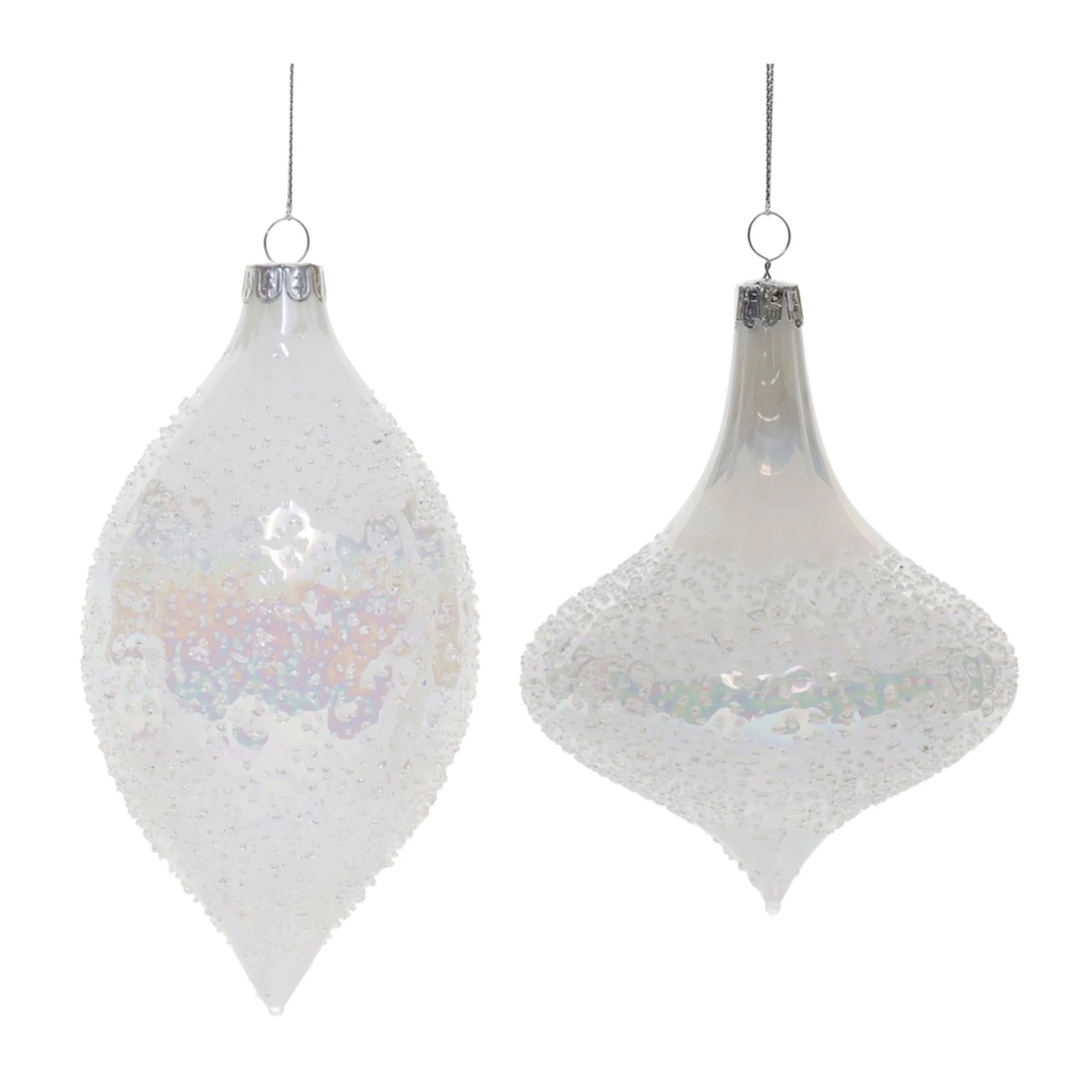 Iridescent Beaded Glass Finial Christmas Drop Ornament - 6.5