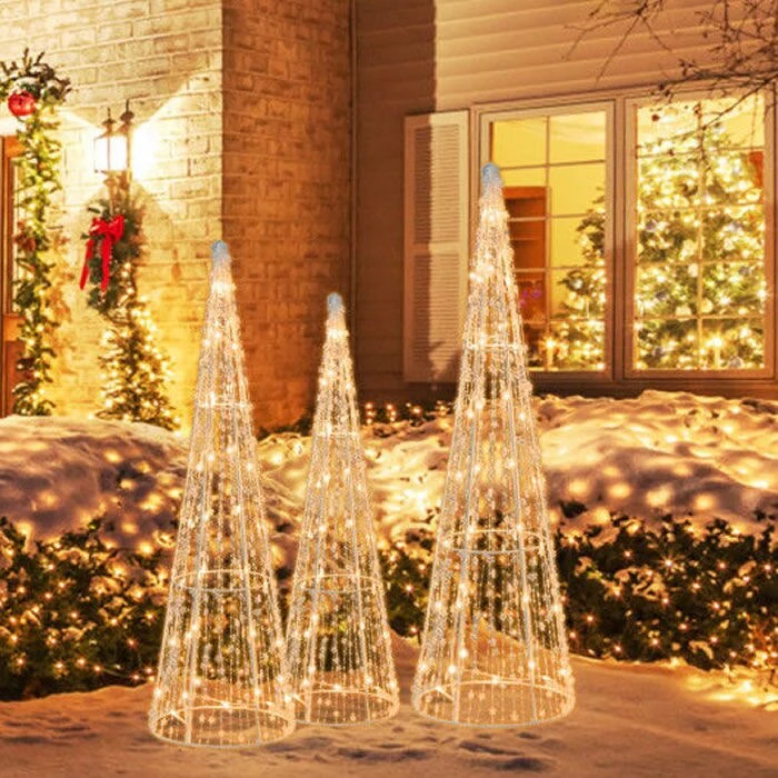Christmas Decor Cone Trees - Set of 3