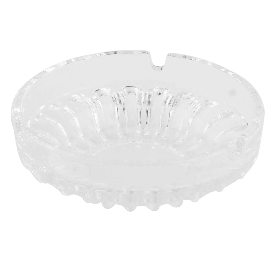 Hotel Home Office Glass Round Cigarette Ash Holder Ashtray Clear 10.7cm Dia