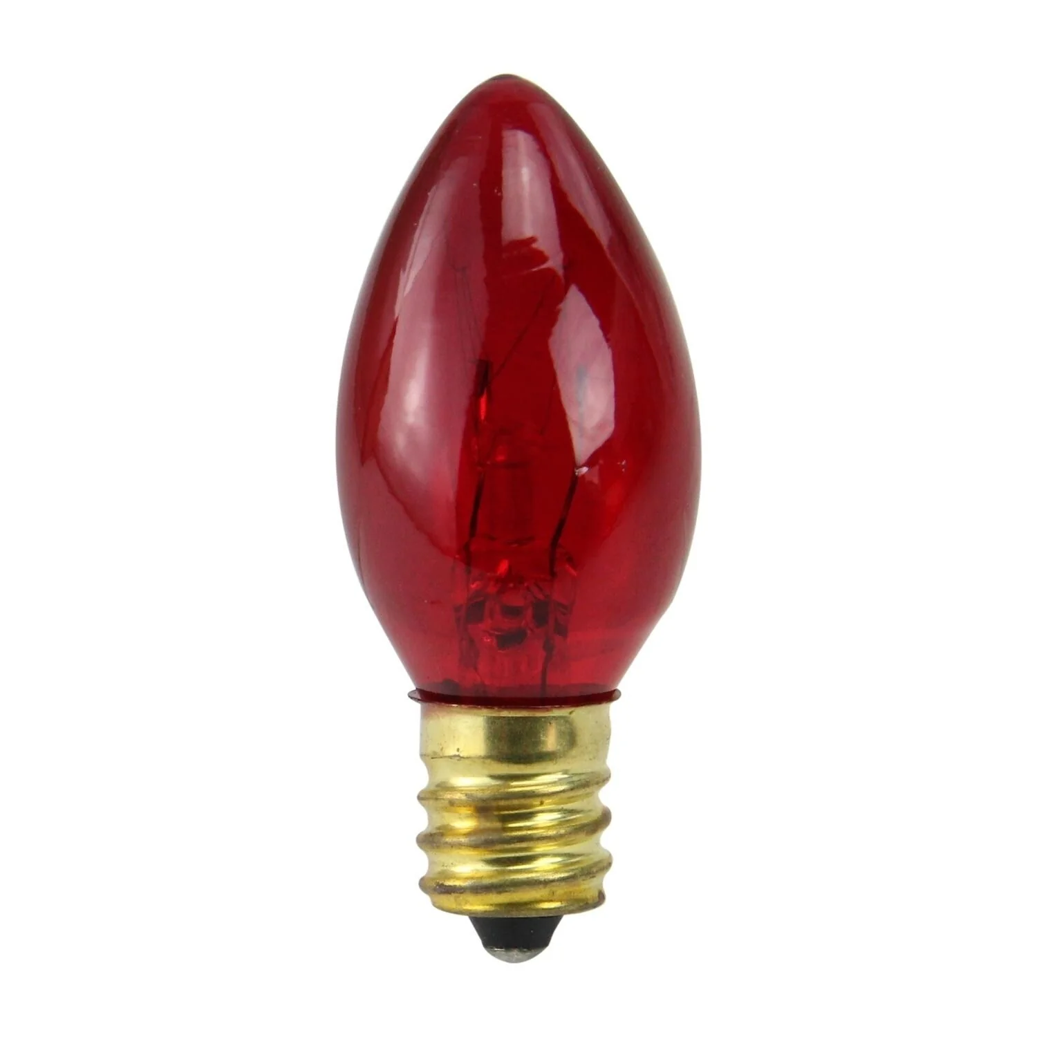 Pack of 25 Transparent Red C7 Christmas Replacement Bulbs. - 2