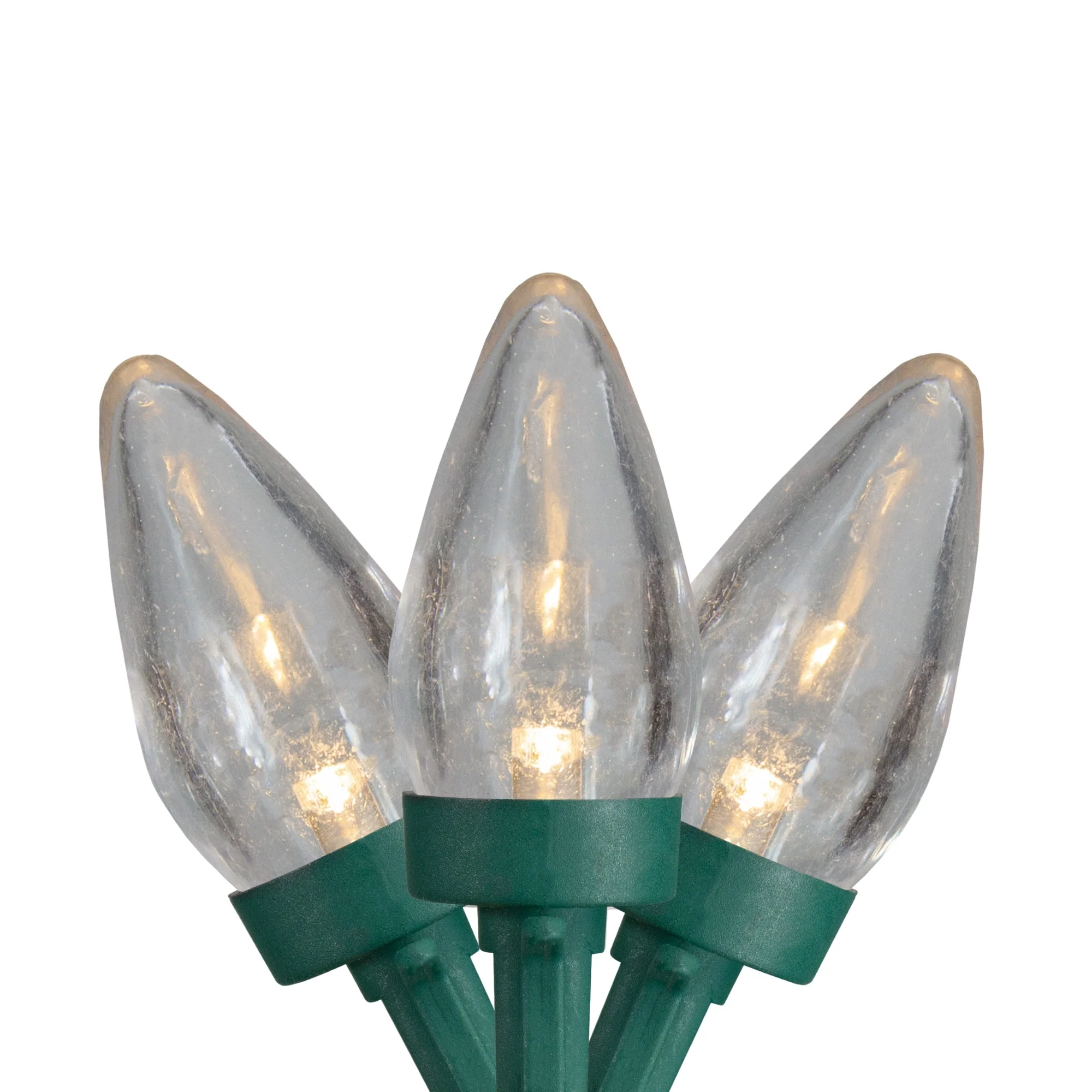 50 Count Warm White LED C7 Christmas Lights, 20.25 ft Green Wire