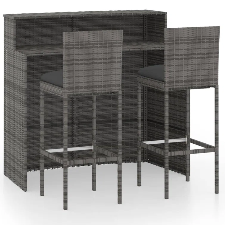 Patio Bar Table and Stools with Cushions