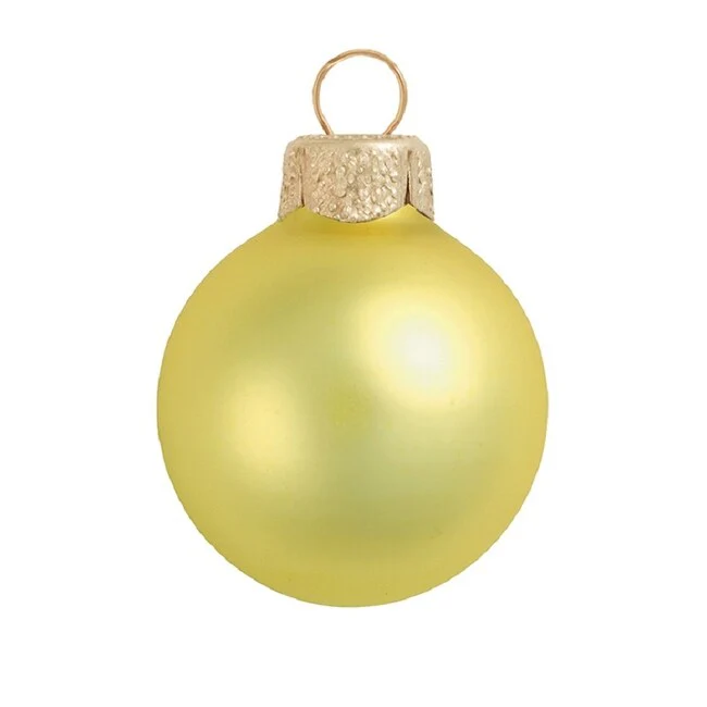 12ct Soft Yellow Glass Matte Finish Christmas Ball Ornaments 2.75