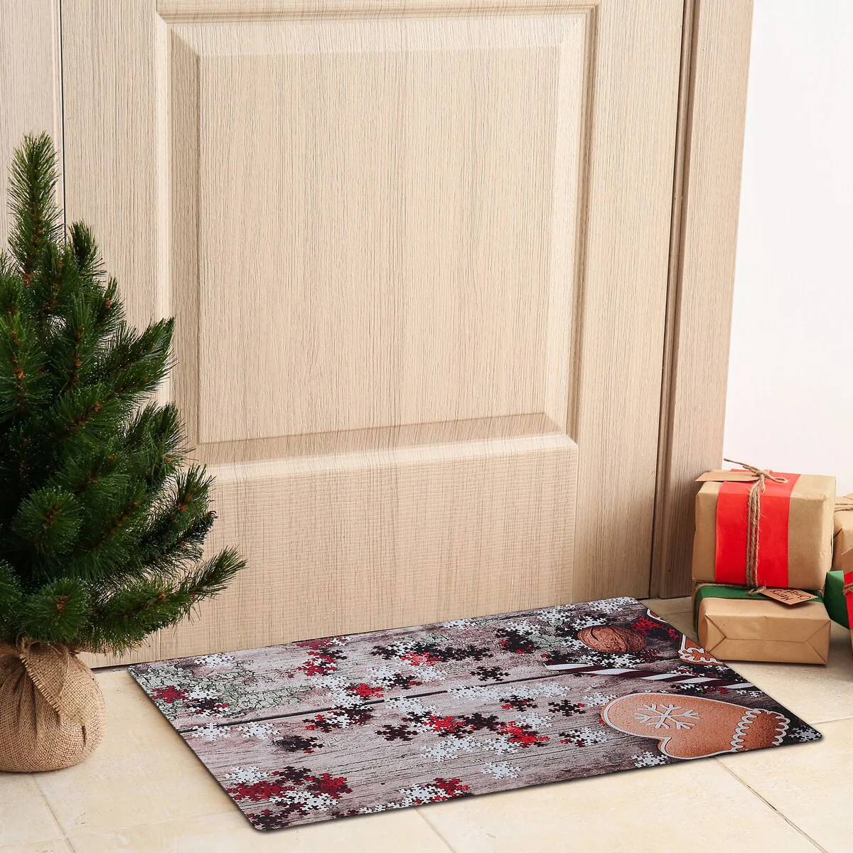 Christmas Printed Rubber Mat Snowflake Gingerbread