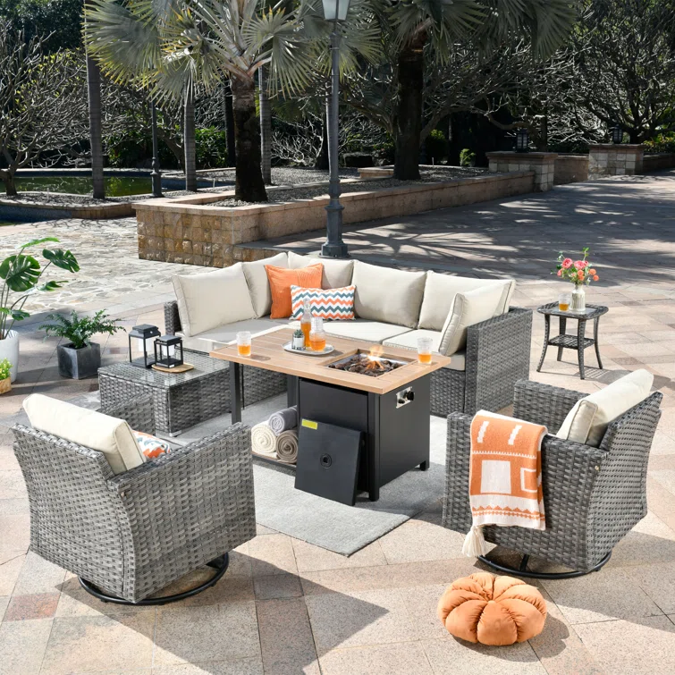 Paleosofos 6 - Person Outdoor Seating Group with Cushions