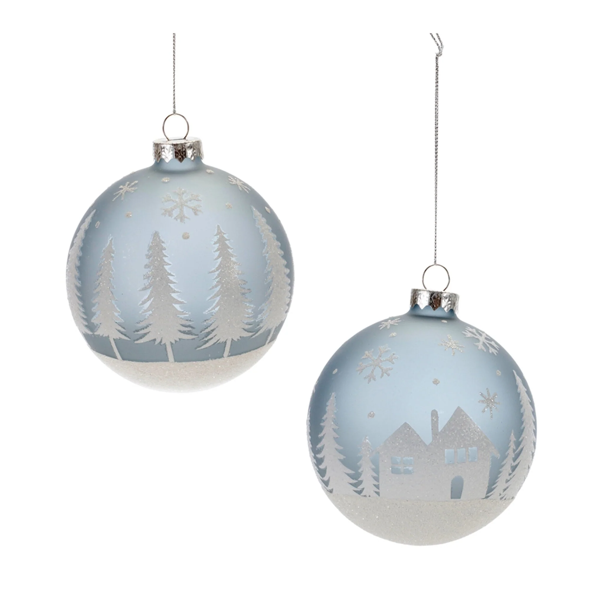 Glittered Winter Scene Glass Ball Christmas Ornaments - 4