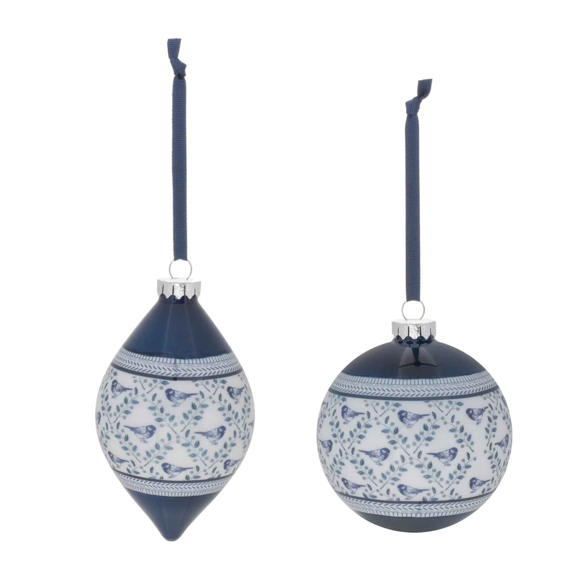 Ornate Bird Drop and Ball Christmas Ornaments - 5.75