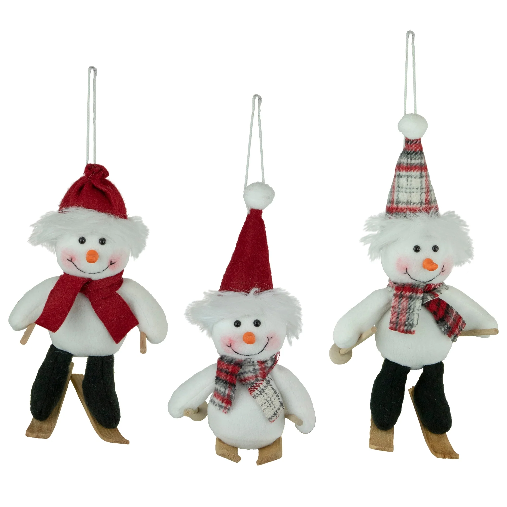 Set of 3 Sporty Skiing Snowmen Christmas Ornaments 9.5