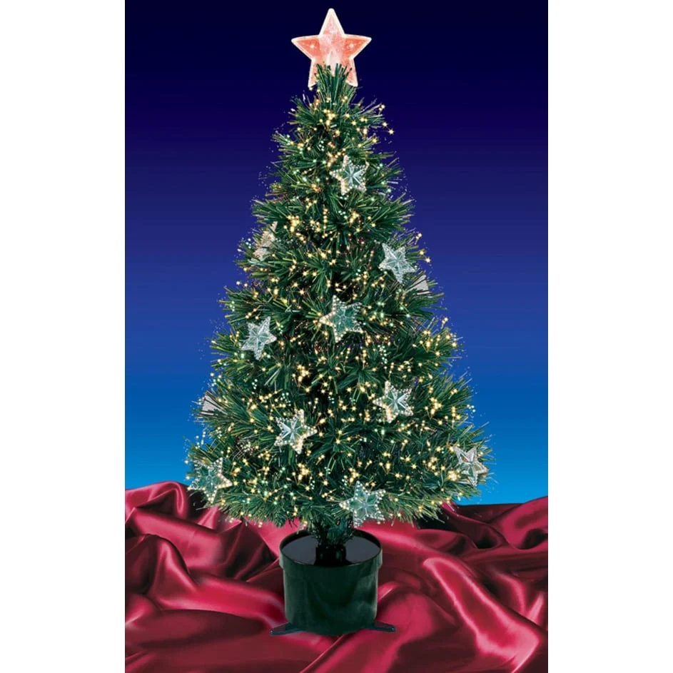 4' Potted Artificial Christmas Tree Stars Multicolor Lights - 4 Foot