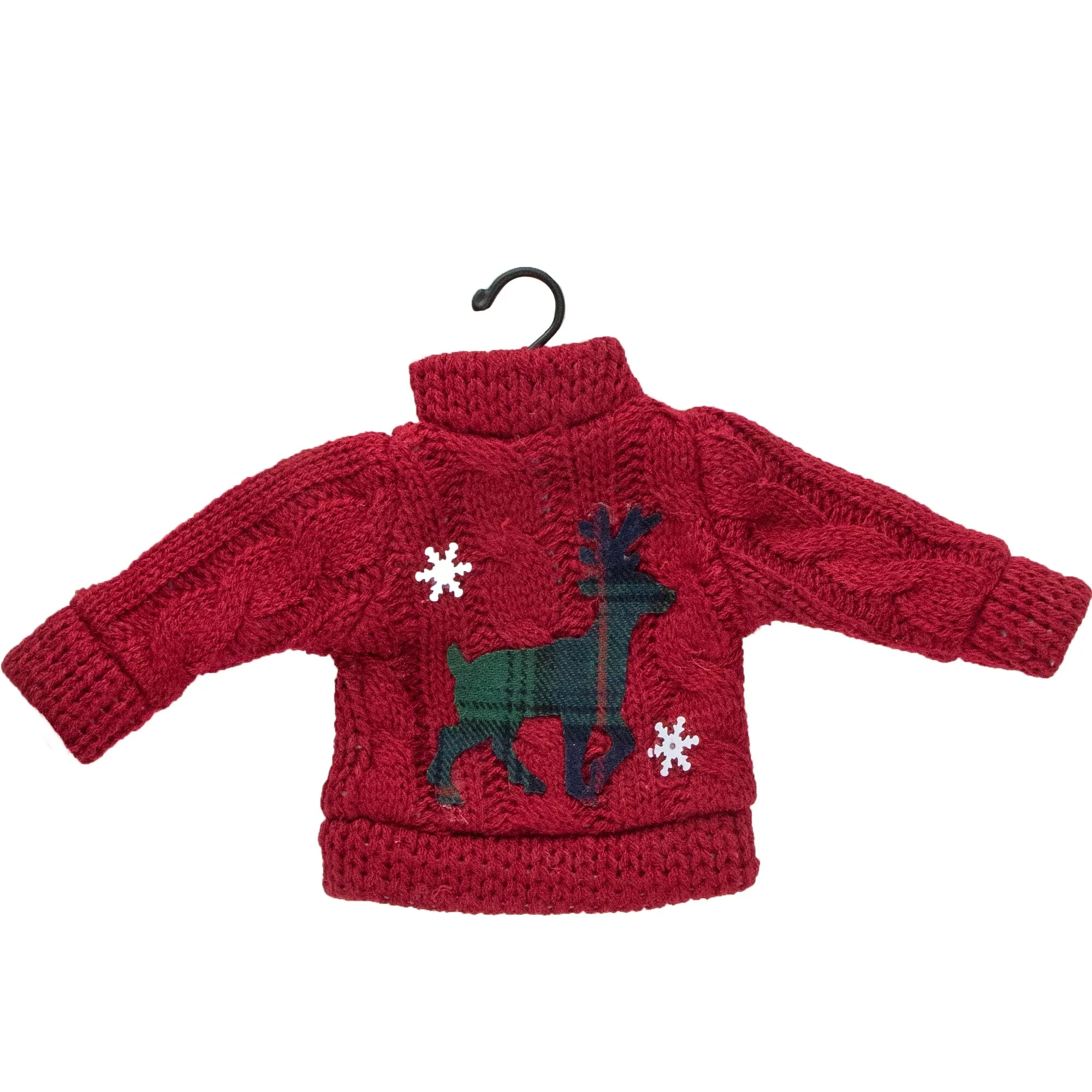 Ugly Sweater with Plaid Reindeer Christmas Ornament - 8