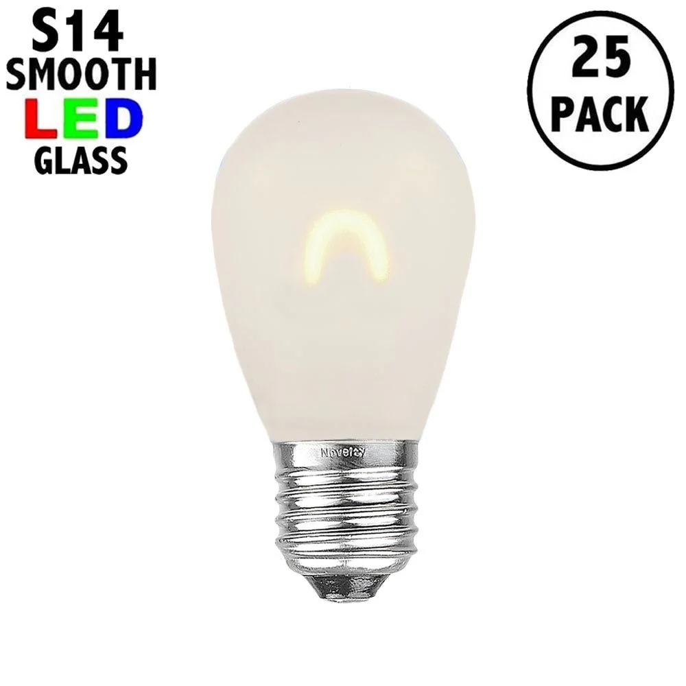 25 Pack LED S14 Outdoor Patio Edison Replacement Bulbs, Frosted Warm White, E26 Base