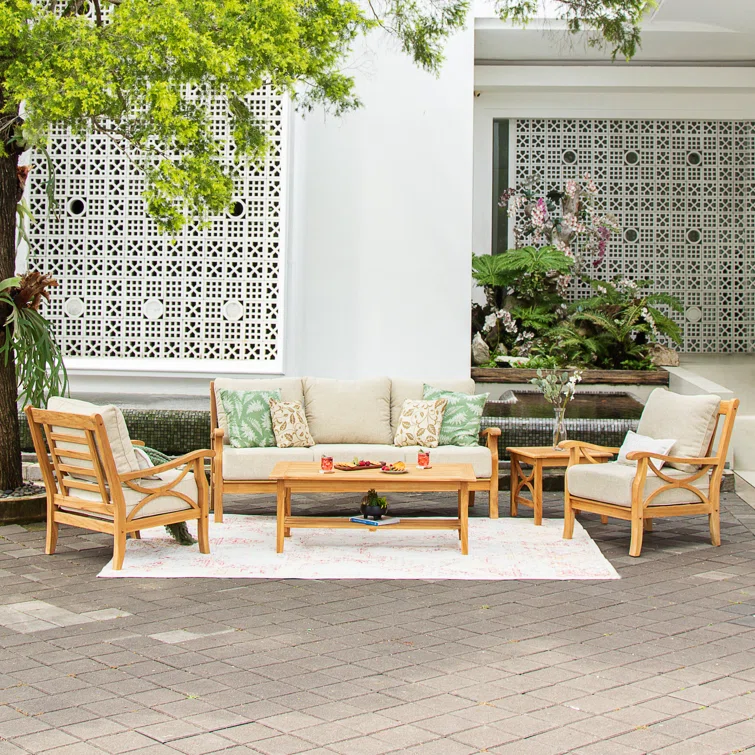 Brunswick Teak 5 - Person Outdoor Seating Group with Cushions