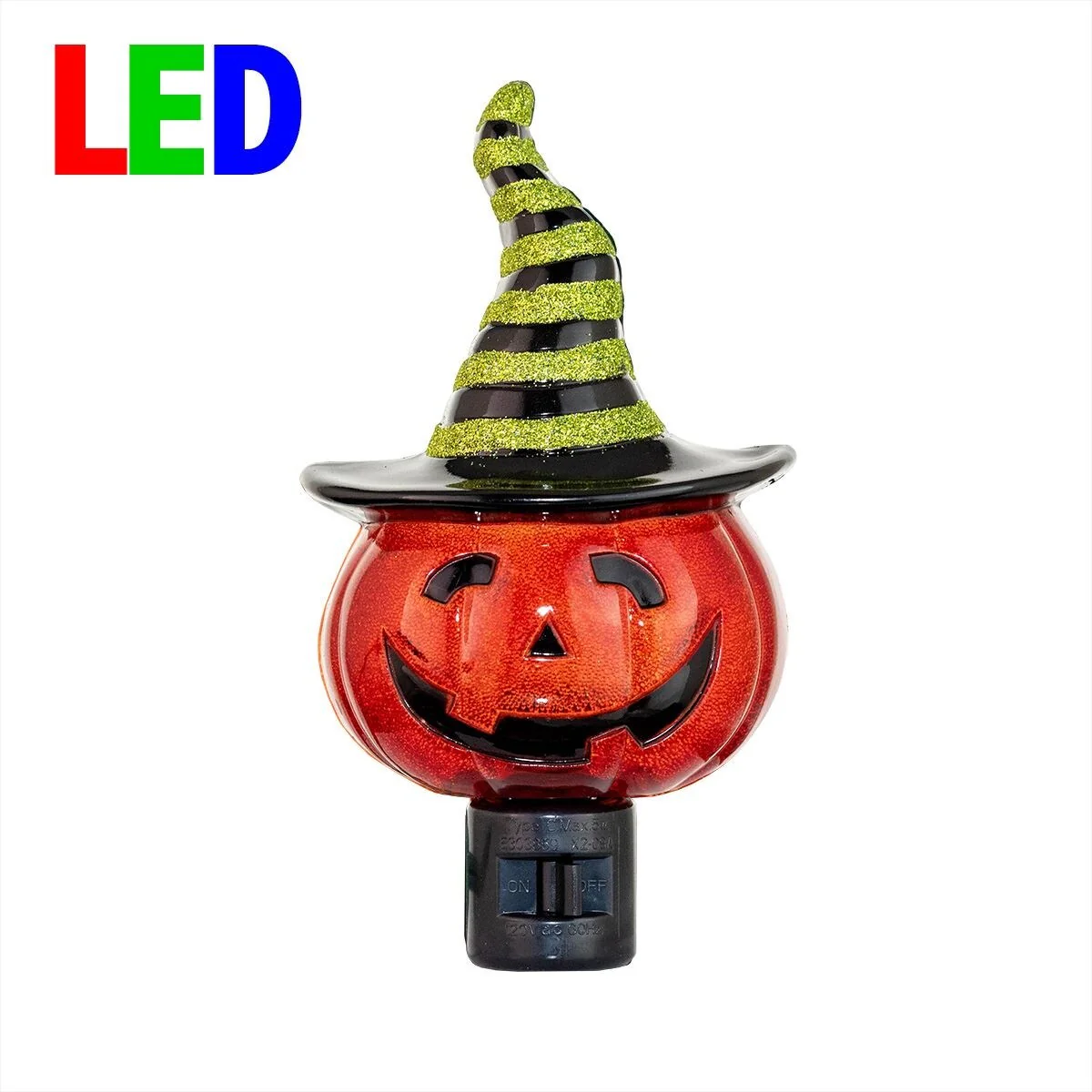 Novelty Lights LED Pumpkin in Witch Hat Halloween Night Light with Swivel Plug - PUMPKIN HAT - PUMPKIN HAT