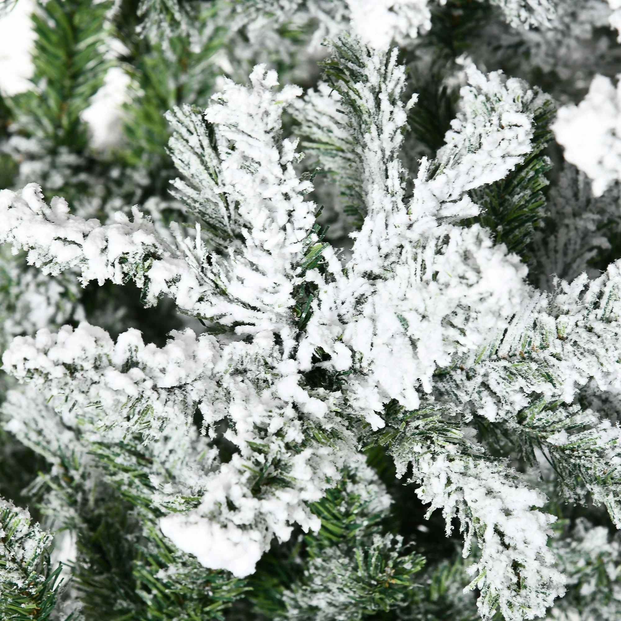 9ft Green Unlit Snow Flocked Slim Pine Artificial Christmas Tree with Durable Metal Base