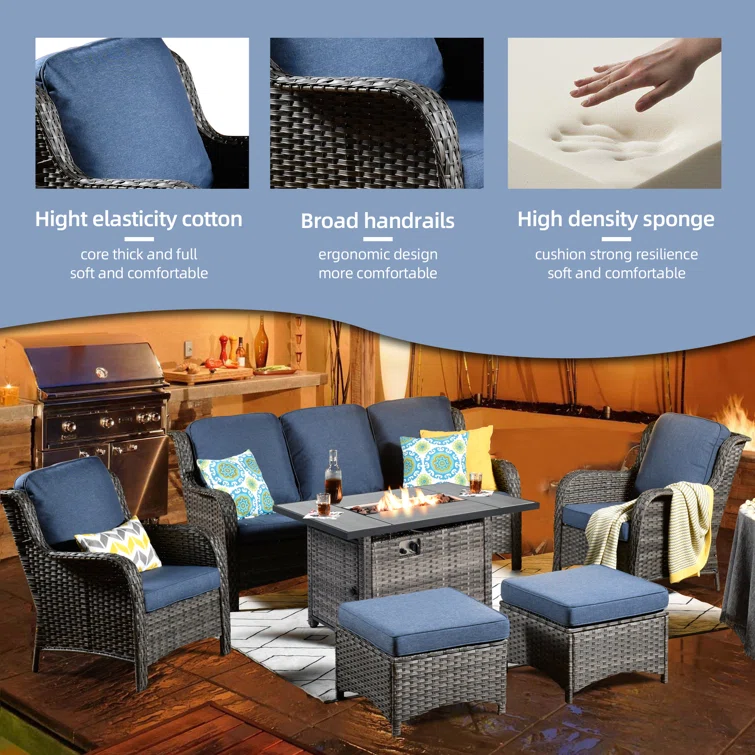 Kanijah 5 - Person Outdoor Seating Group with Cushions