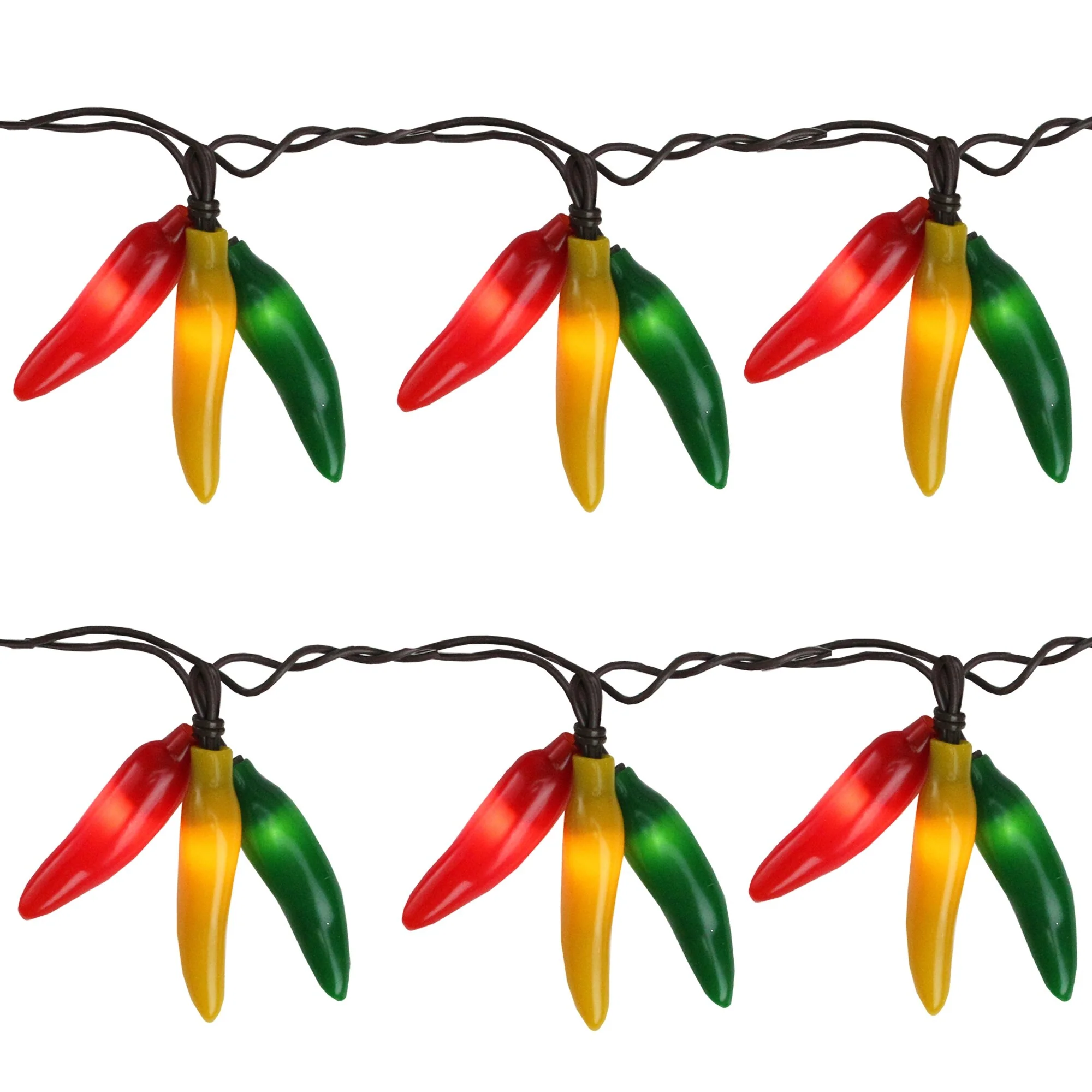 36ct Chili Pepper Cluster String Lights7.5ft Brown Wire