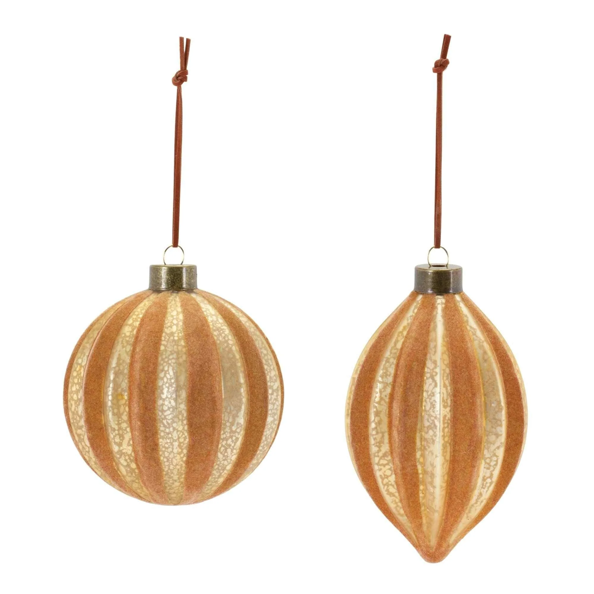 Shiny Ribbed Glass Christmas Ornaments 5.5