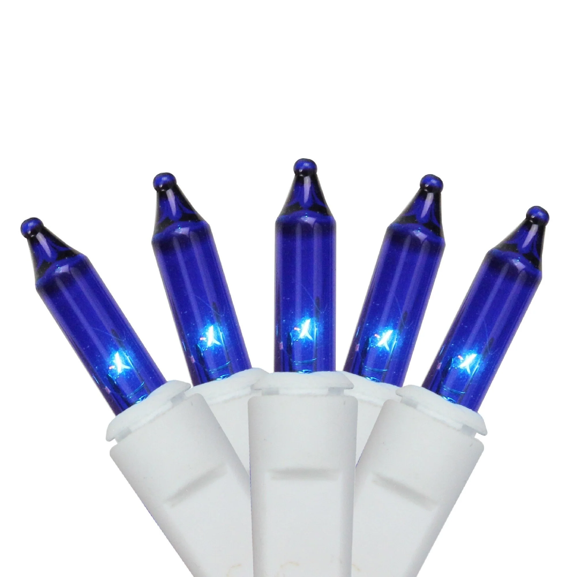 50 Blue Mini Window Curtain Icicle Christmas Lights 2.6 ft White Wire