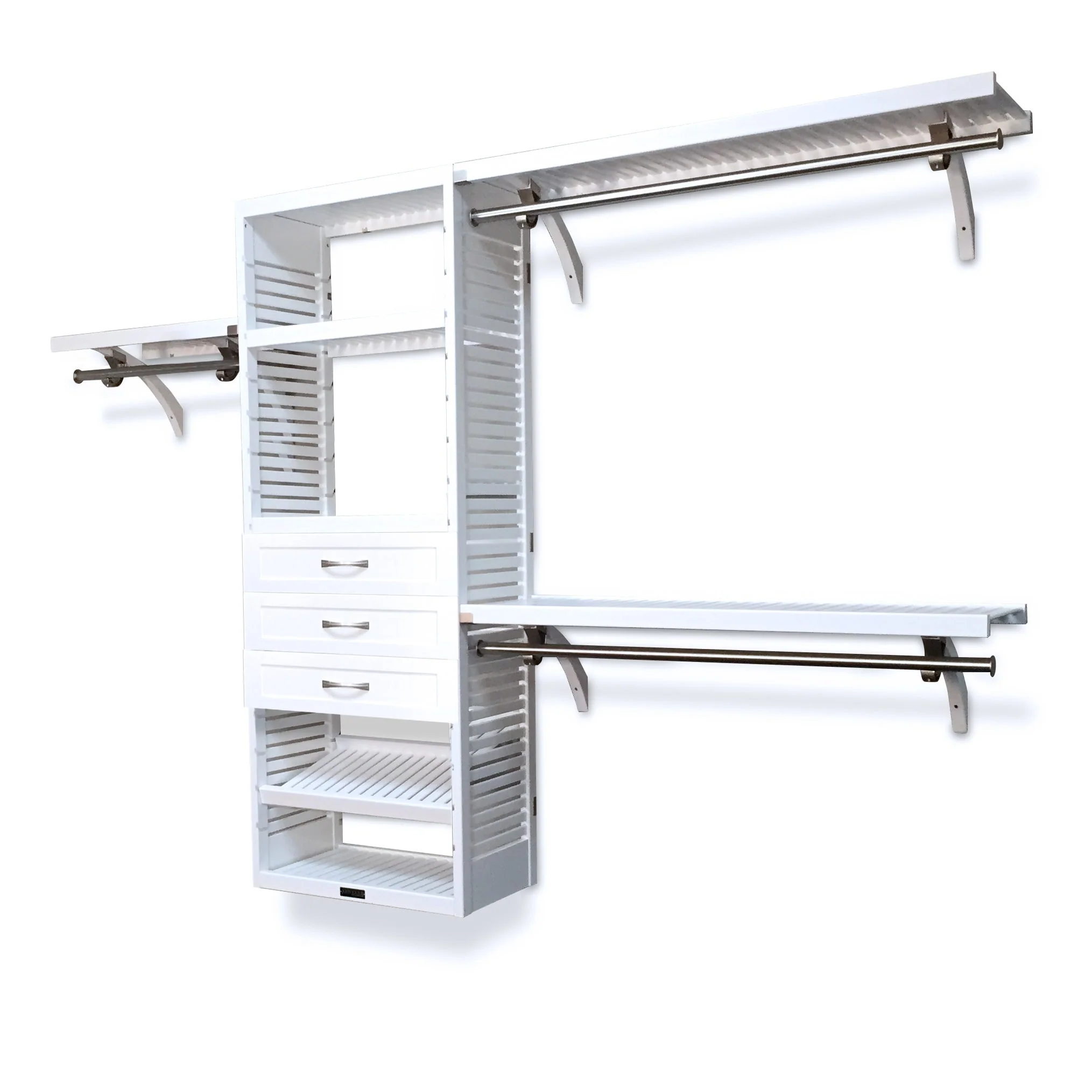 John Louis Home Solid Wood Walk-In Closet System with 3-Drawers White