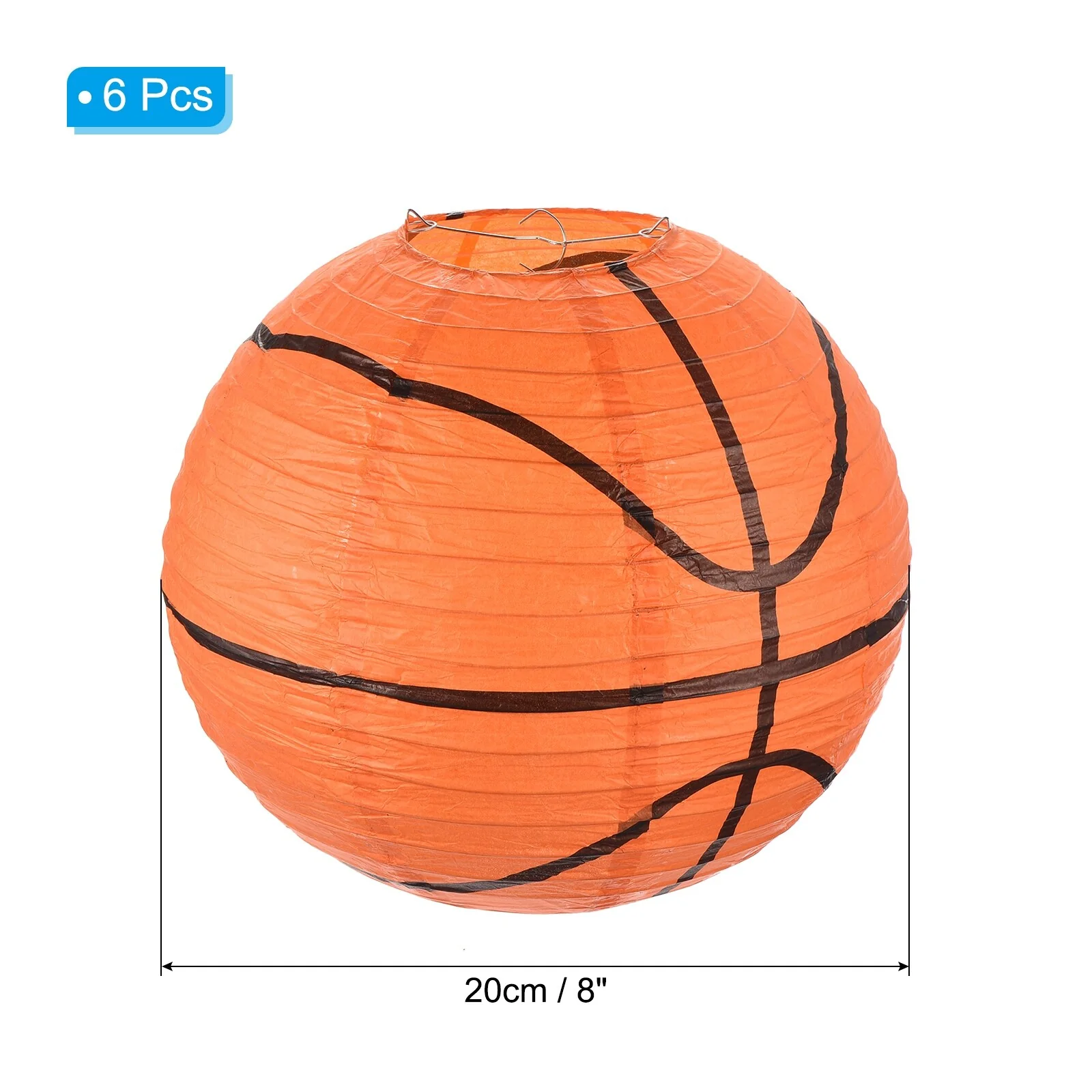 6Pcs Basketball Paper Lantern for Party Decorations, Orange Black - Orange Black