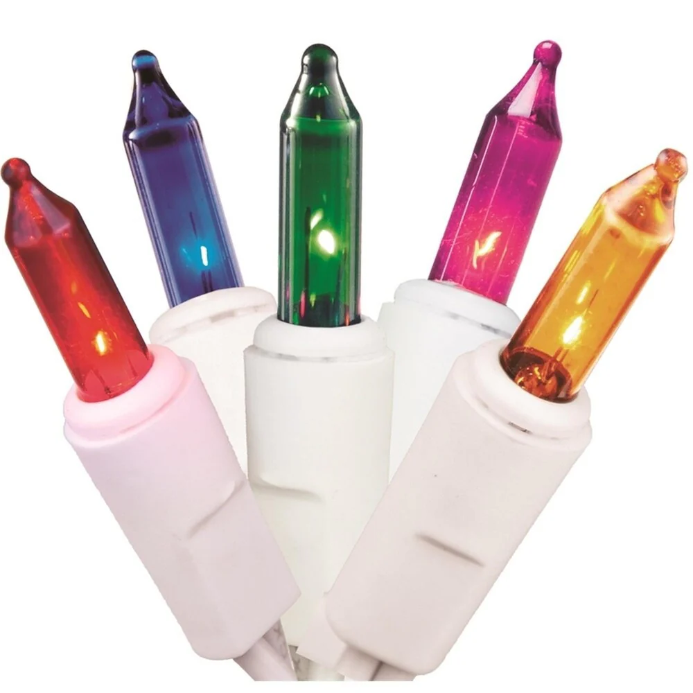 Set of 100 Multi Mini Icicle Christmas Lights - White Wire
