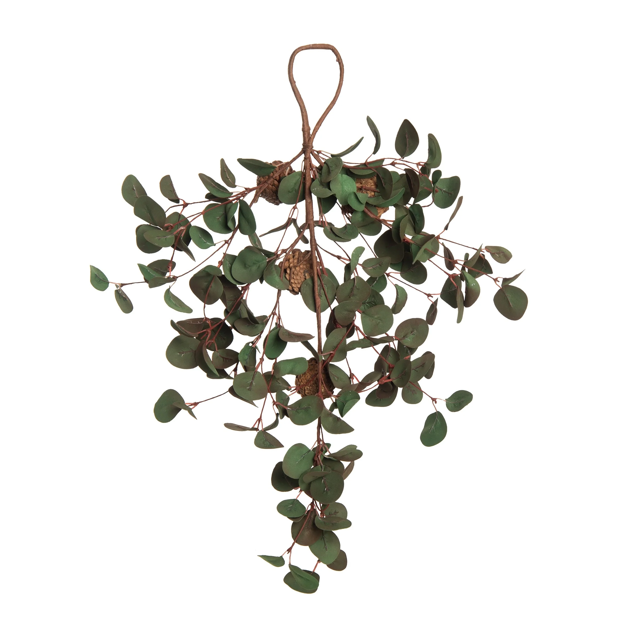 Transpac Foam 24 in. Green Christmas Eucalyptus Pinecone Foilage Teardrop
