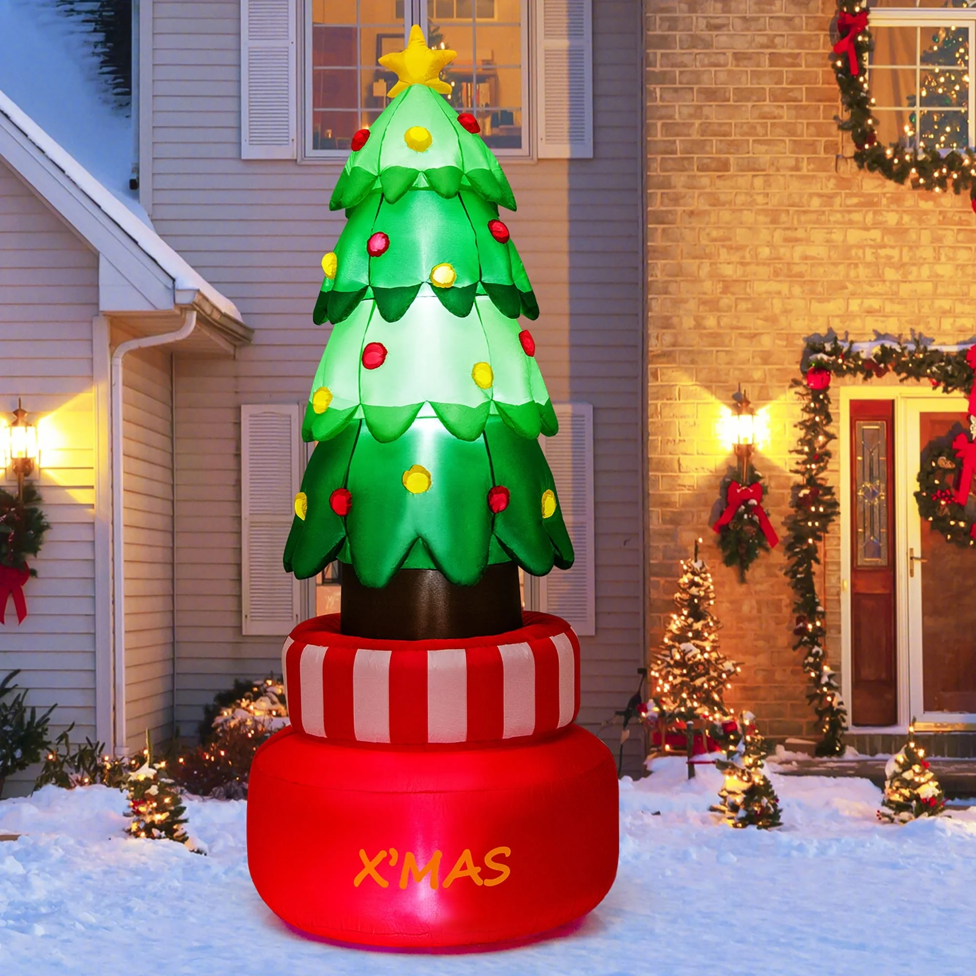 Gymax 8FT Tall Christmas Inflatables LED Lighted Xmas Inflatable - See Details