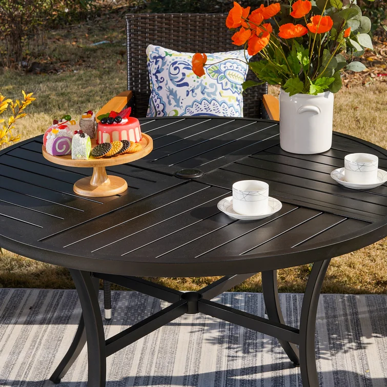 Alyah 4 - Person Round Outdoor Dining Set with Cushions