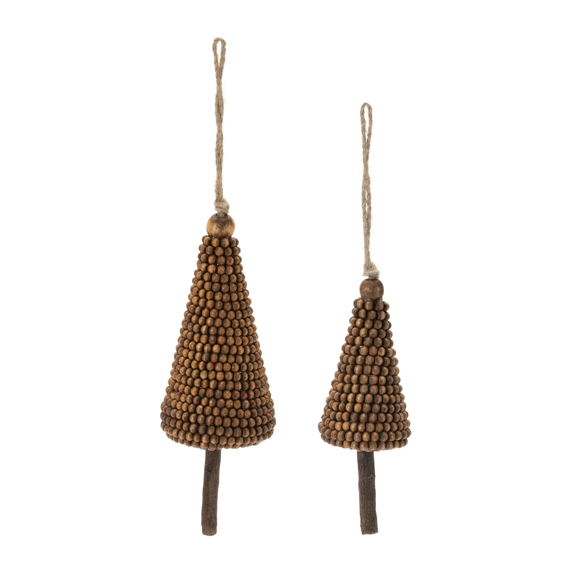 Beaded Wooden Christmas Tree Ornaments - 7.25