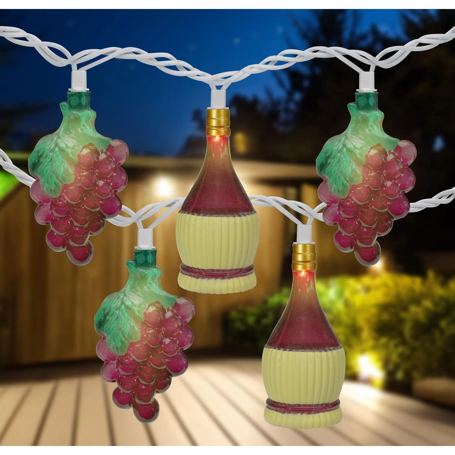 10ct Grape Wine Bottle Christmas Novelty Light Set, 7.5ft Green Wire