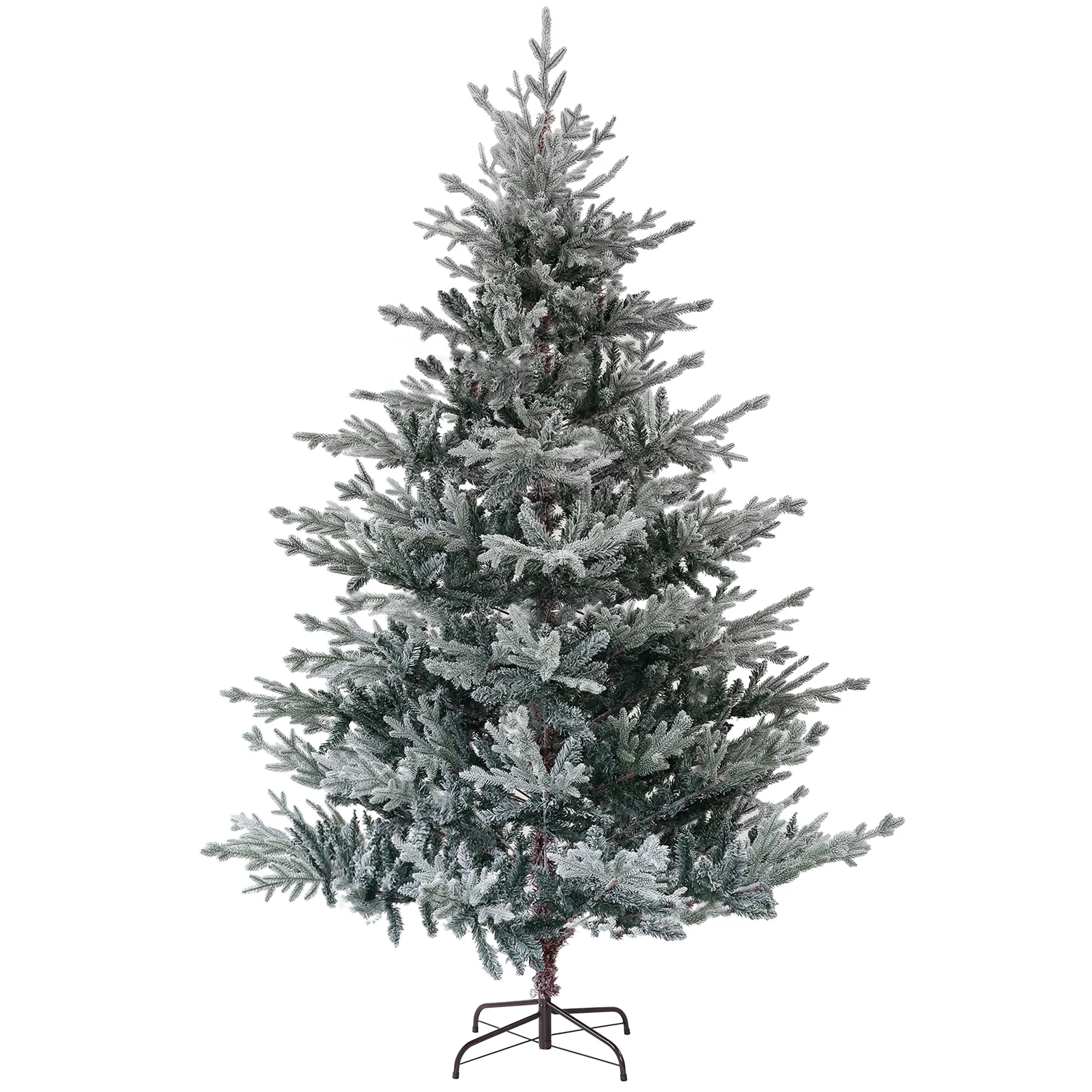 7.5ft Flocked Nordic Pine Christmas Tree with Hinged Design and Flame Retardant Branches