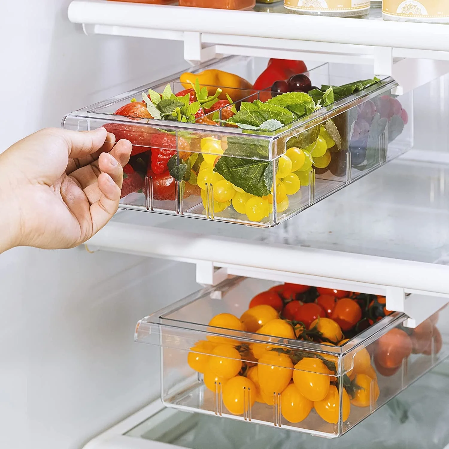 Sorbus Pull Out Fridge Drawer - Attachable Deli Drawer - Adjustable Refrigerator Storage Bin - Clear Design