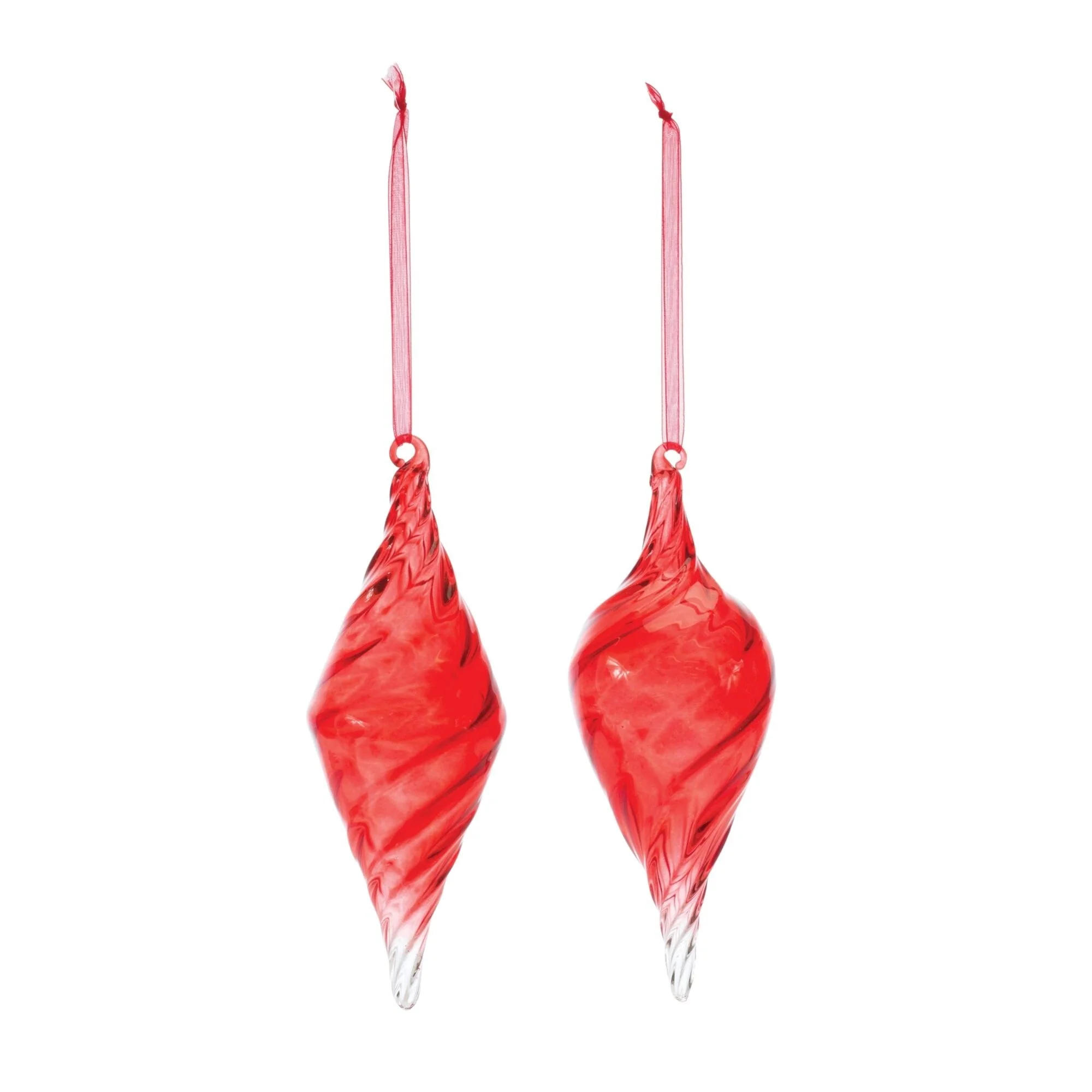 Shiny Swirl Glass Christmas Drop Ornaments 7.25