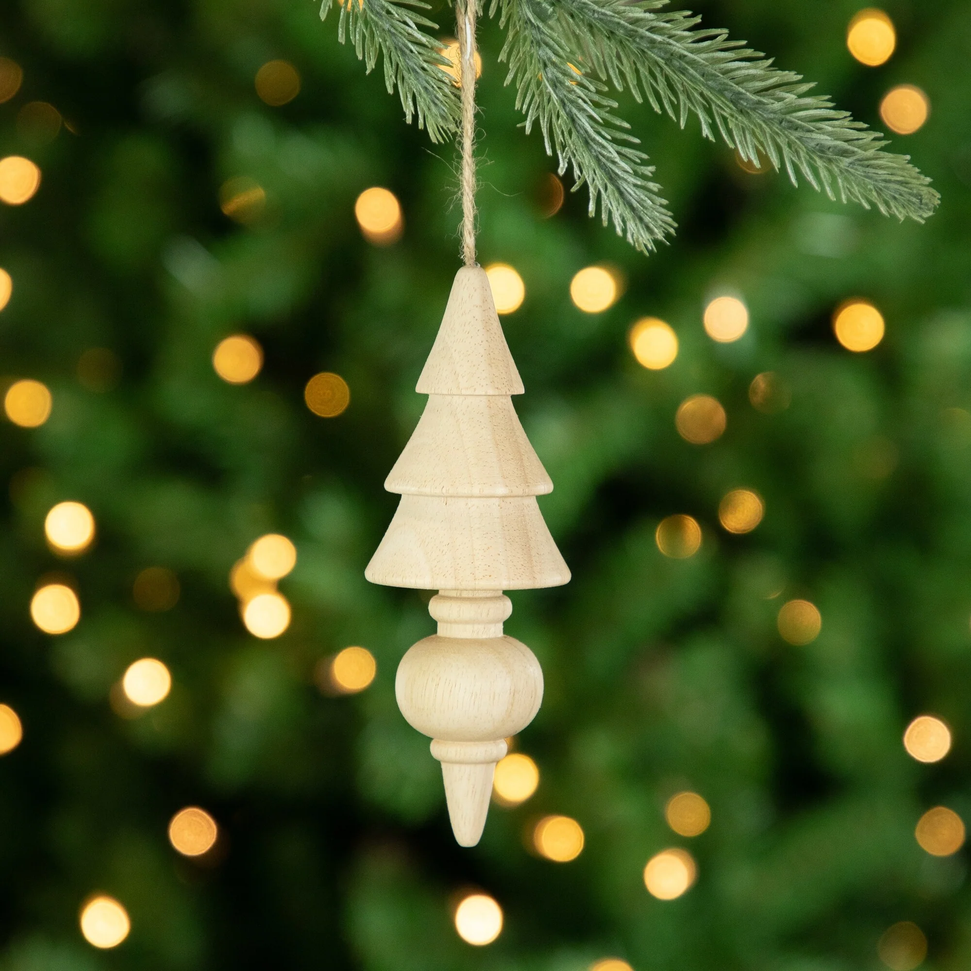Set of 3 Natural Trees Wooden Christmas Ornaments 5.5