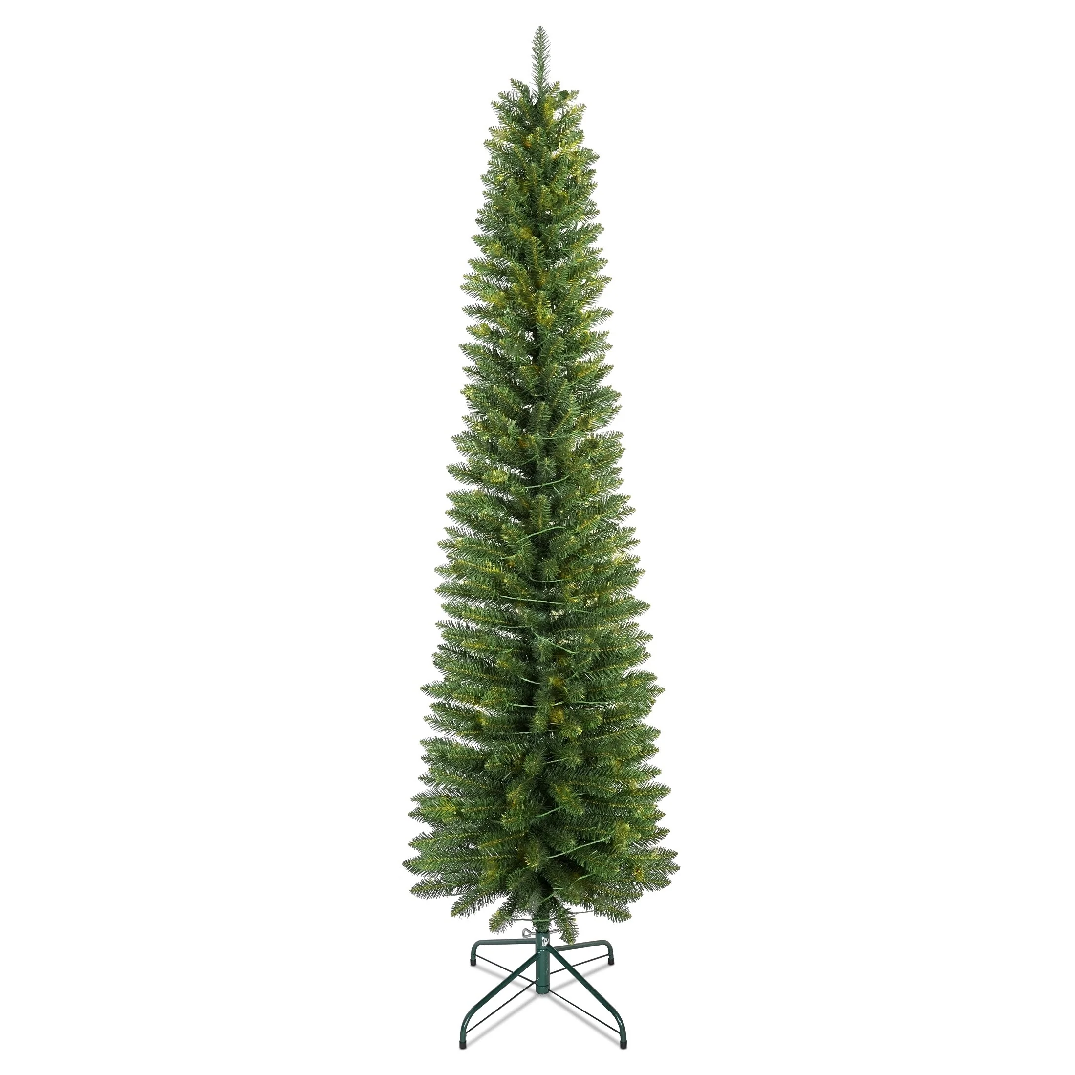 6FT Green Pencil Christmas Tree-Slim PVC Tree with 358 Tips,Space-Saving Design, Stable Metal Stand