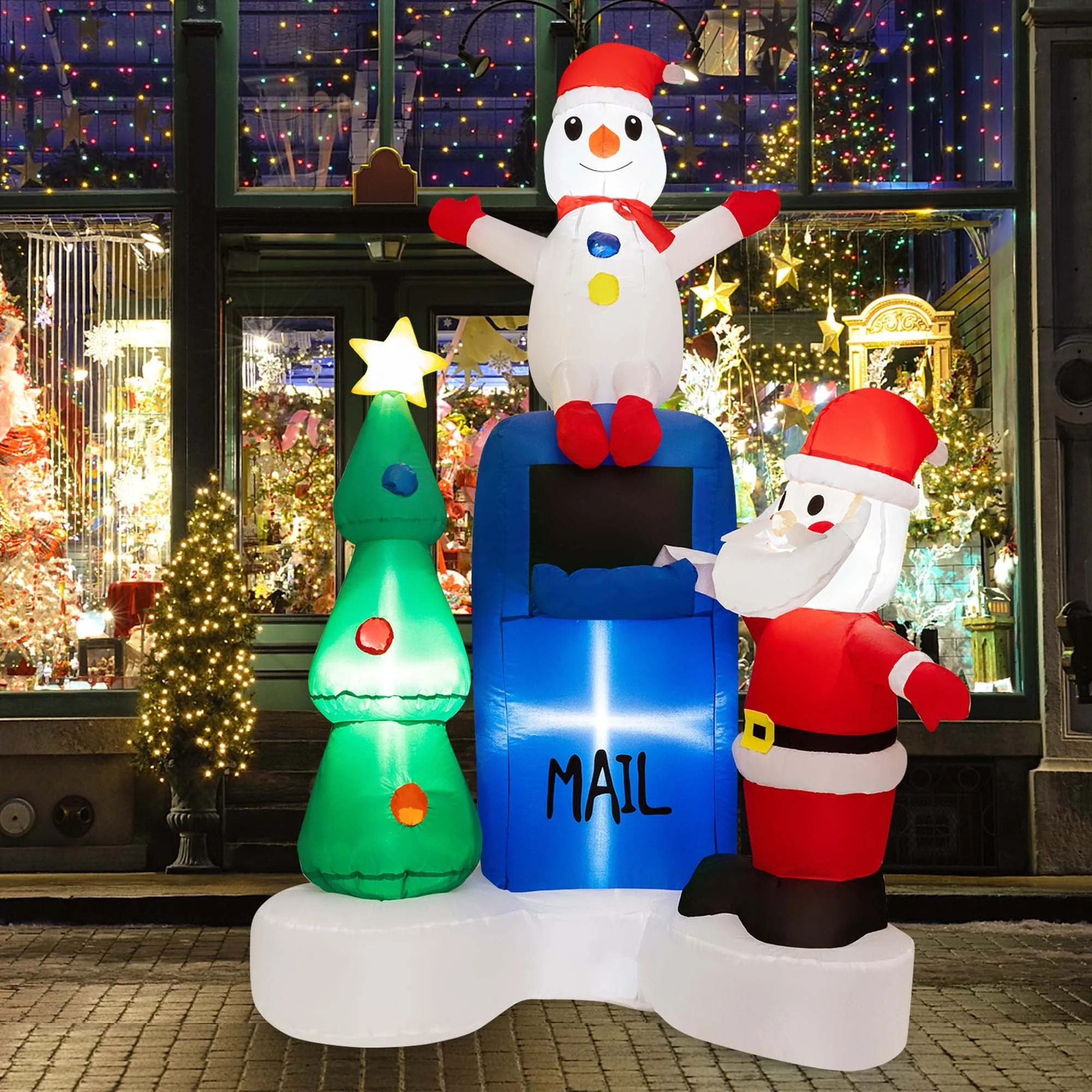 Costway 6FT Inflatable Christmas Lighted Mailbox Santa Claus Snowman - See Details