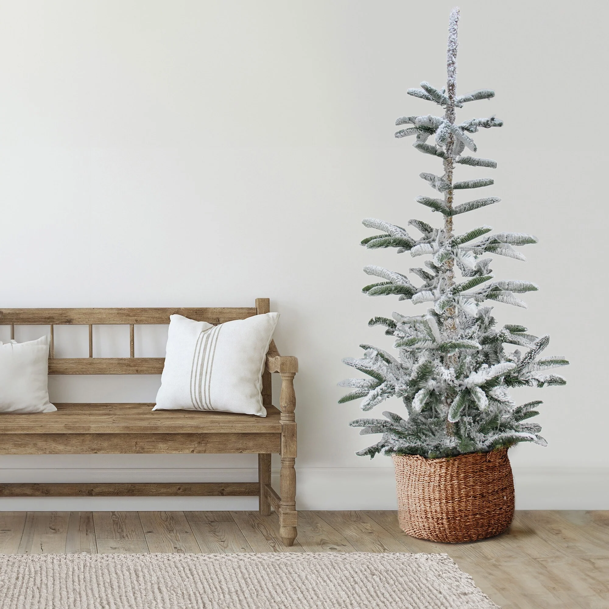 Real Touch™️ Slim Flocked Nordmann Fir Artificial Christmas Tree - Unlit - 7.5' - 7.5 Foot