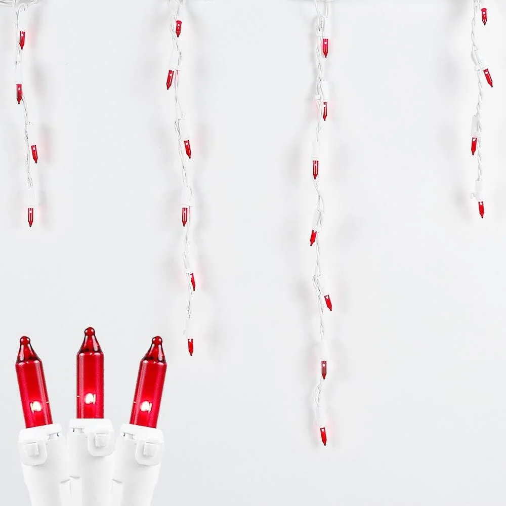 9 Foot Clear Outdoor Christmas Icicle Light Set, White Wire, 100 Light