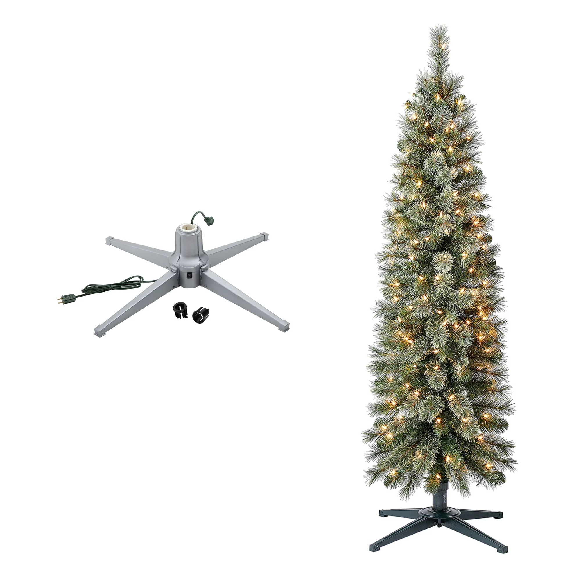 Home Heritage Rotating Tree Stand Base w/Stanley 5' Skinny Pencil Christmas Tree - 4.85