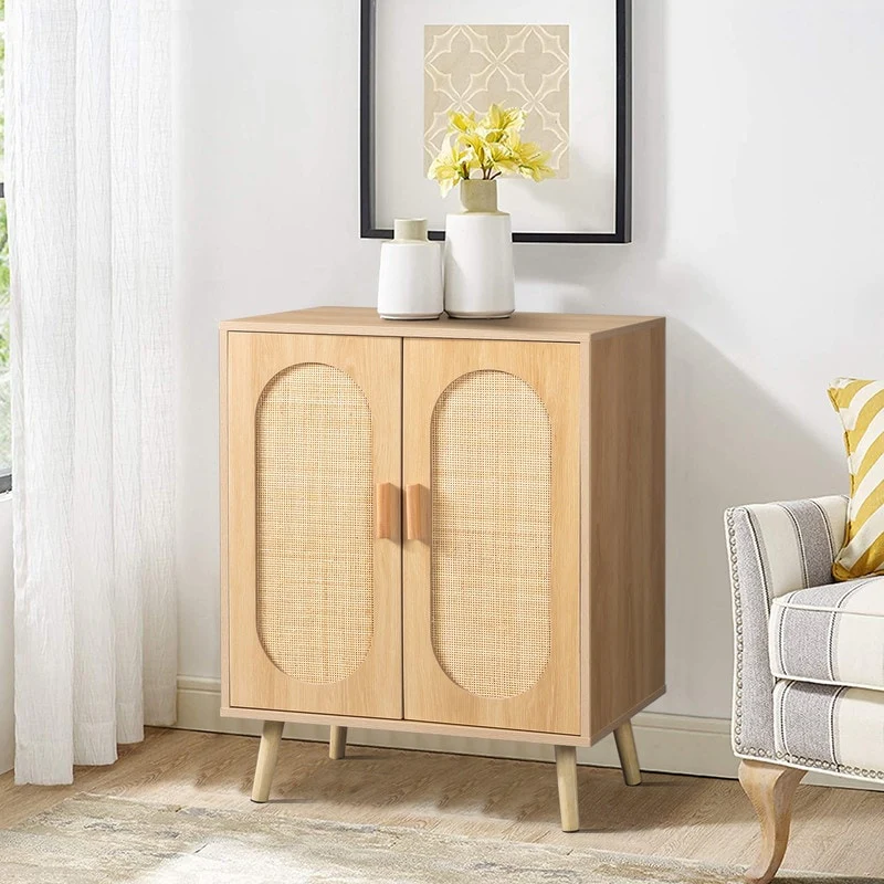 Shoe Cabinet with Double Doors Wooden Floor Bathroom Storage Cabinet