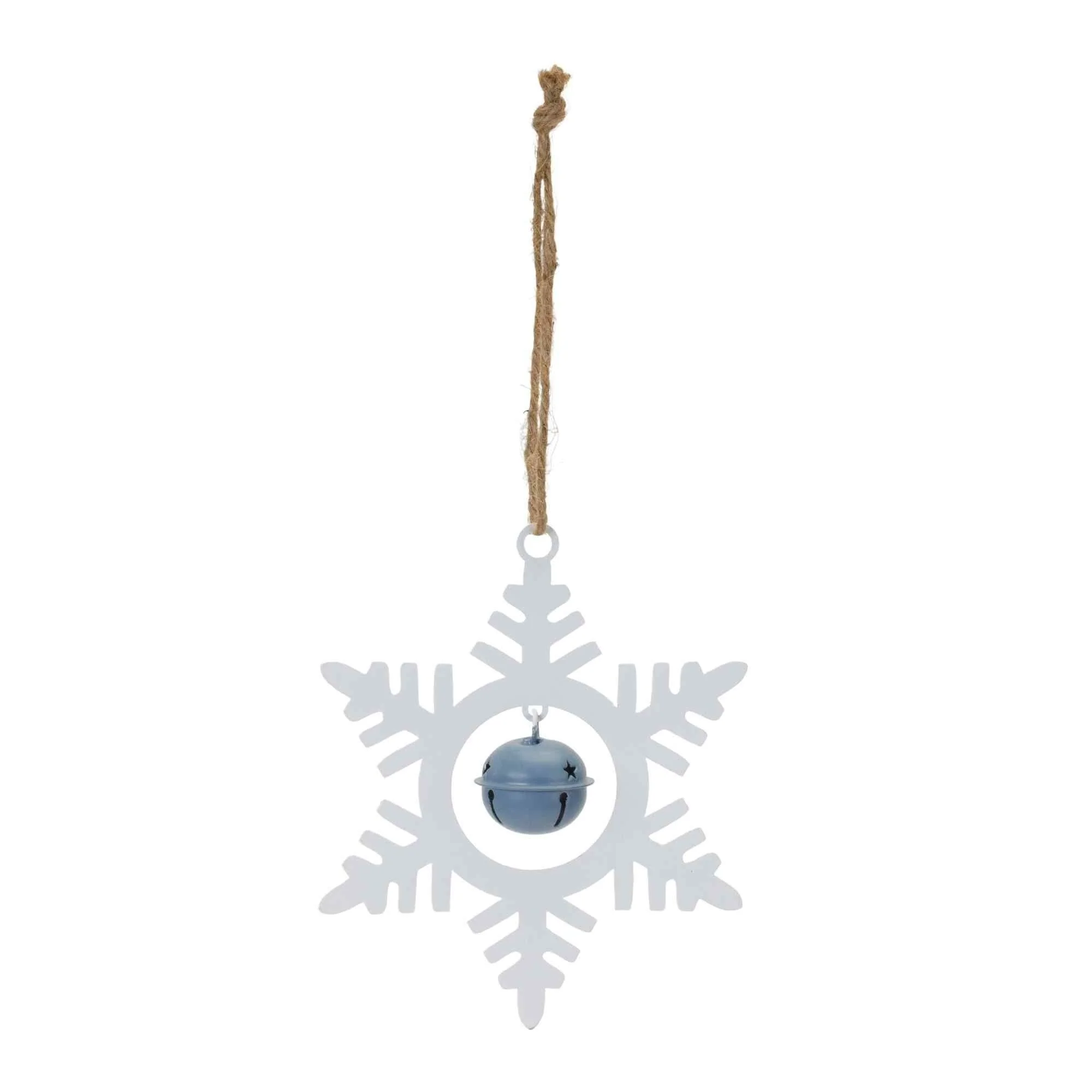 Club Pack of 12 White & Blue Snowflake Bell Christmas Ornaments 6.75