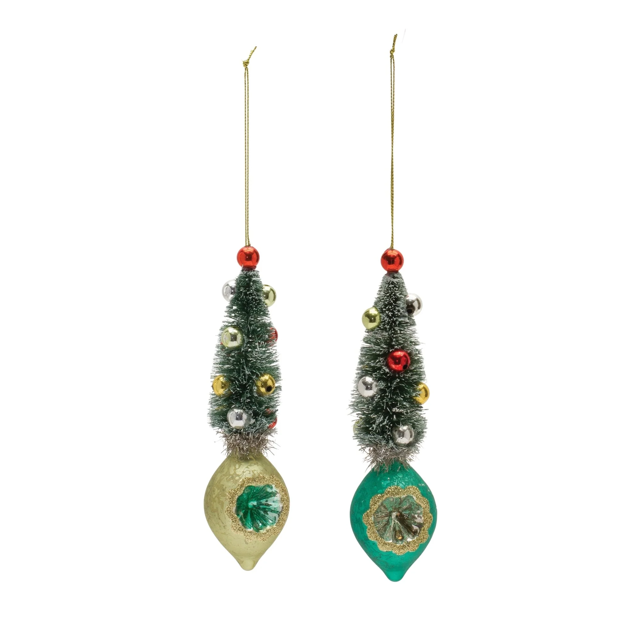 Pine Tree Reflector Christmas Drop Ornaments - 6.5