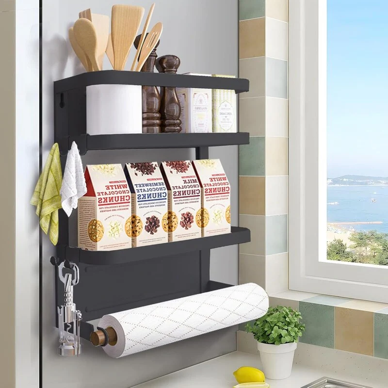 Magnetic Spice Rack for Refrigerator Magnetic Paper Towel Holder - 3.9