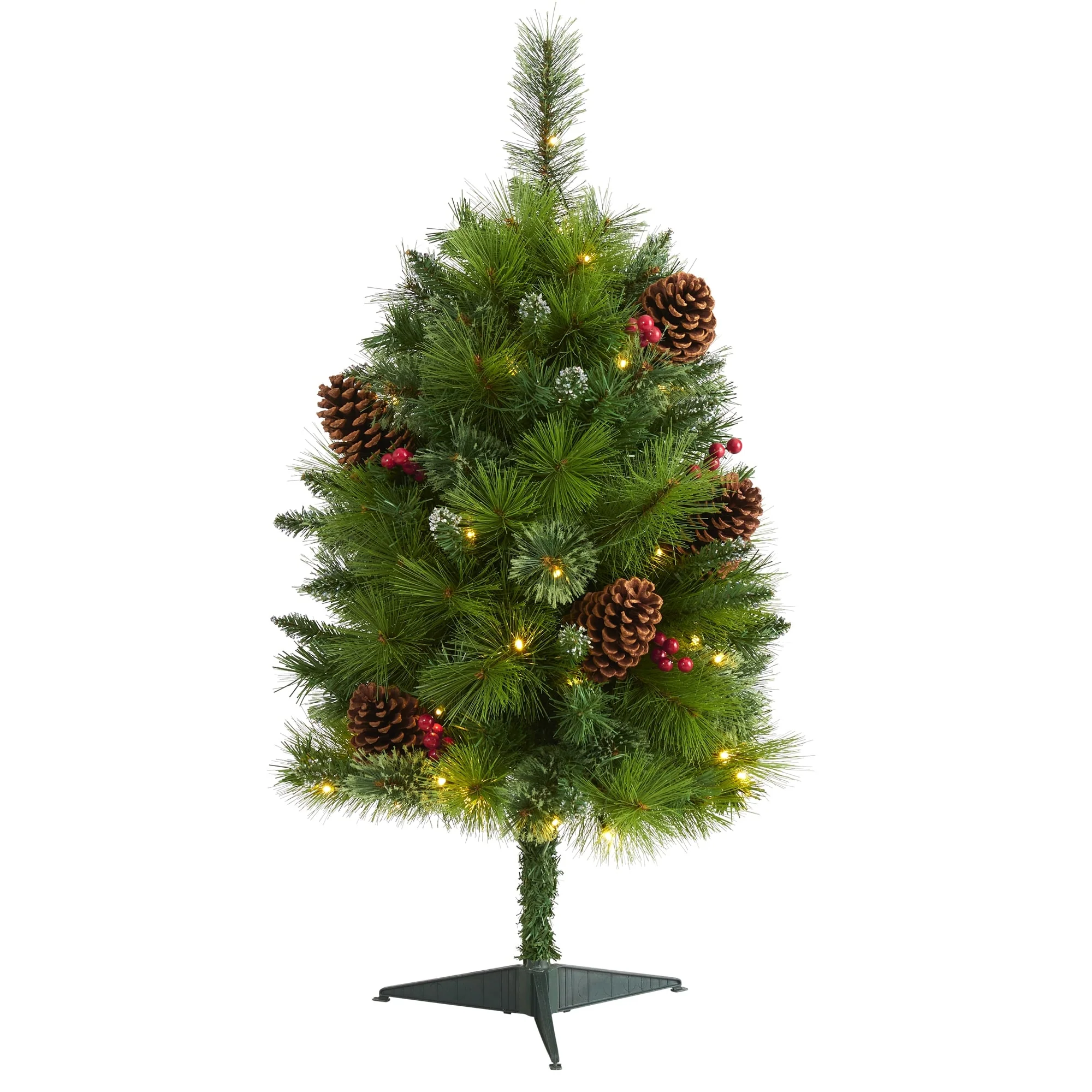 3’ Pre-Lit Montana Pine Artificial Christmas Tree, Warm Clear LED Lights - 3 Foot