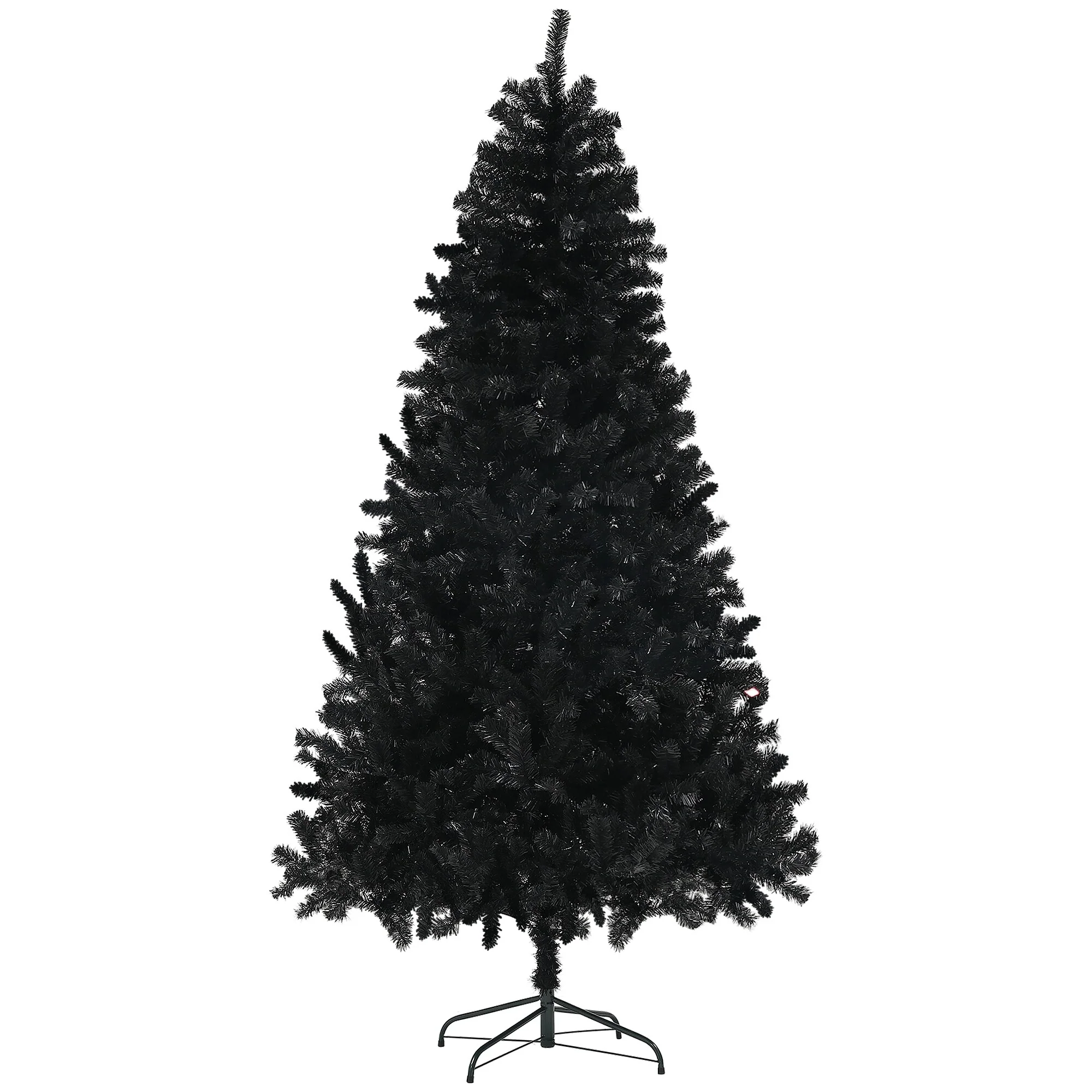 Tall Artificial Christmas Tree, Unlit Xmas Tree With Branch Tips, Auto Open, Steel Base, Holiday Décor For Home Office, Black