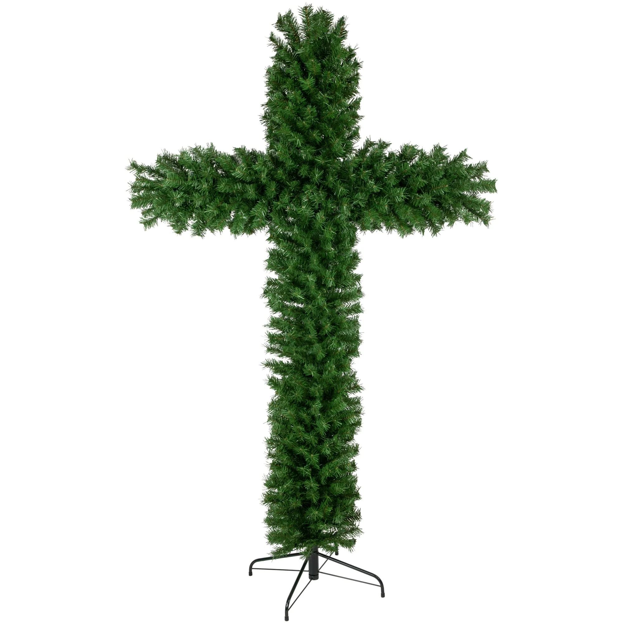 7' Artificial Pine Christmas Cross, Unlit