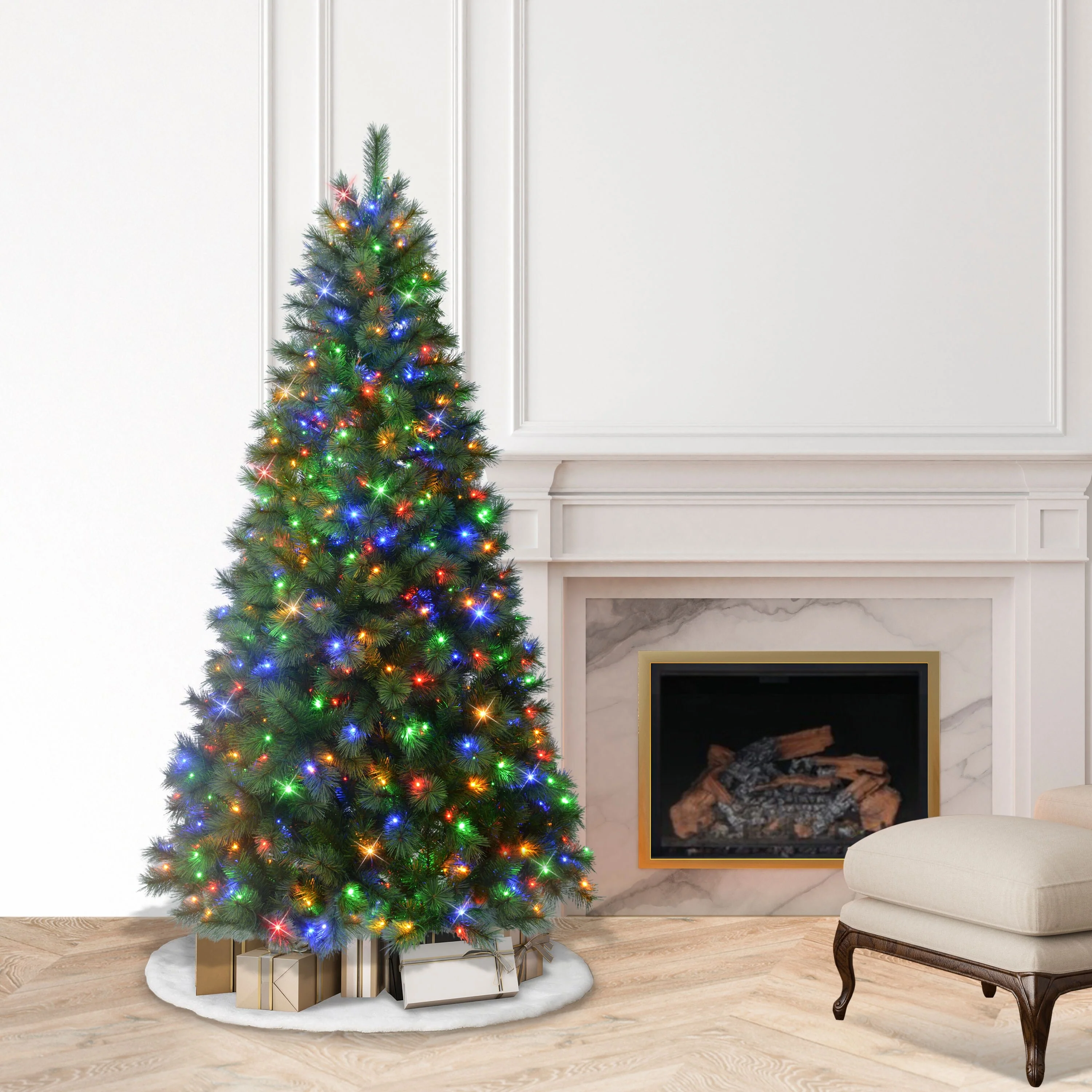 Puleo International 6.5' Pre-Lit Artificial Wyoming Pine Tree with Multi-Function LED Lights