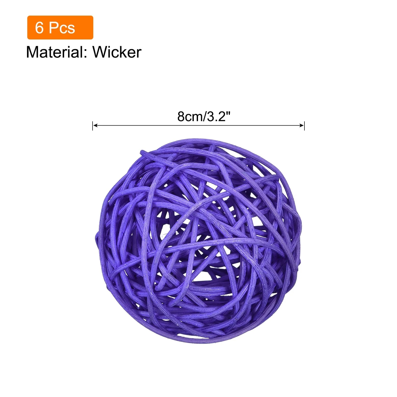 6 Pcs Wicker Rattan Balls 3.2 Inch Rattan Balls Vase Fillers